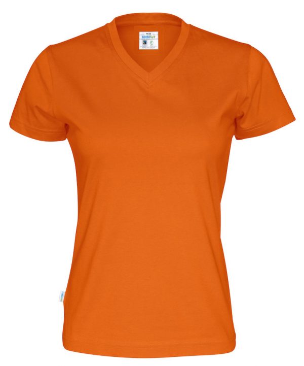 T-shirt met V hals - oranje - dames