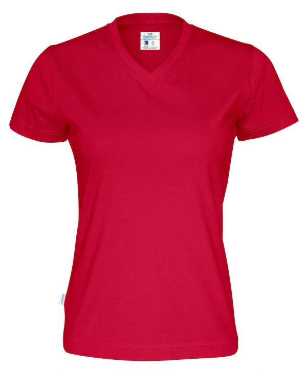 T-shirt met V hals - rood - dames